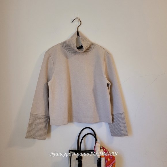 new!BANANA REPUBLIC fine structured ribknit turtleneck special split cuff detail - Picture 14 of 17